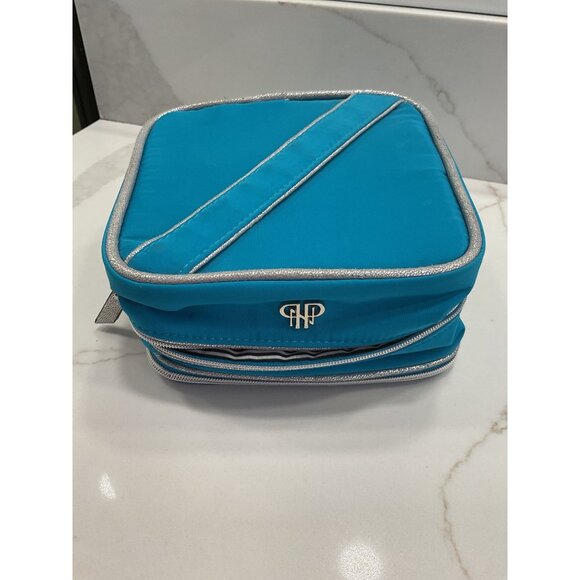 PurseN Travel Jewelry Case Multiple Zipper Pockets Aqua - Picture 1 of 6